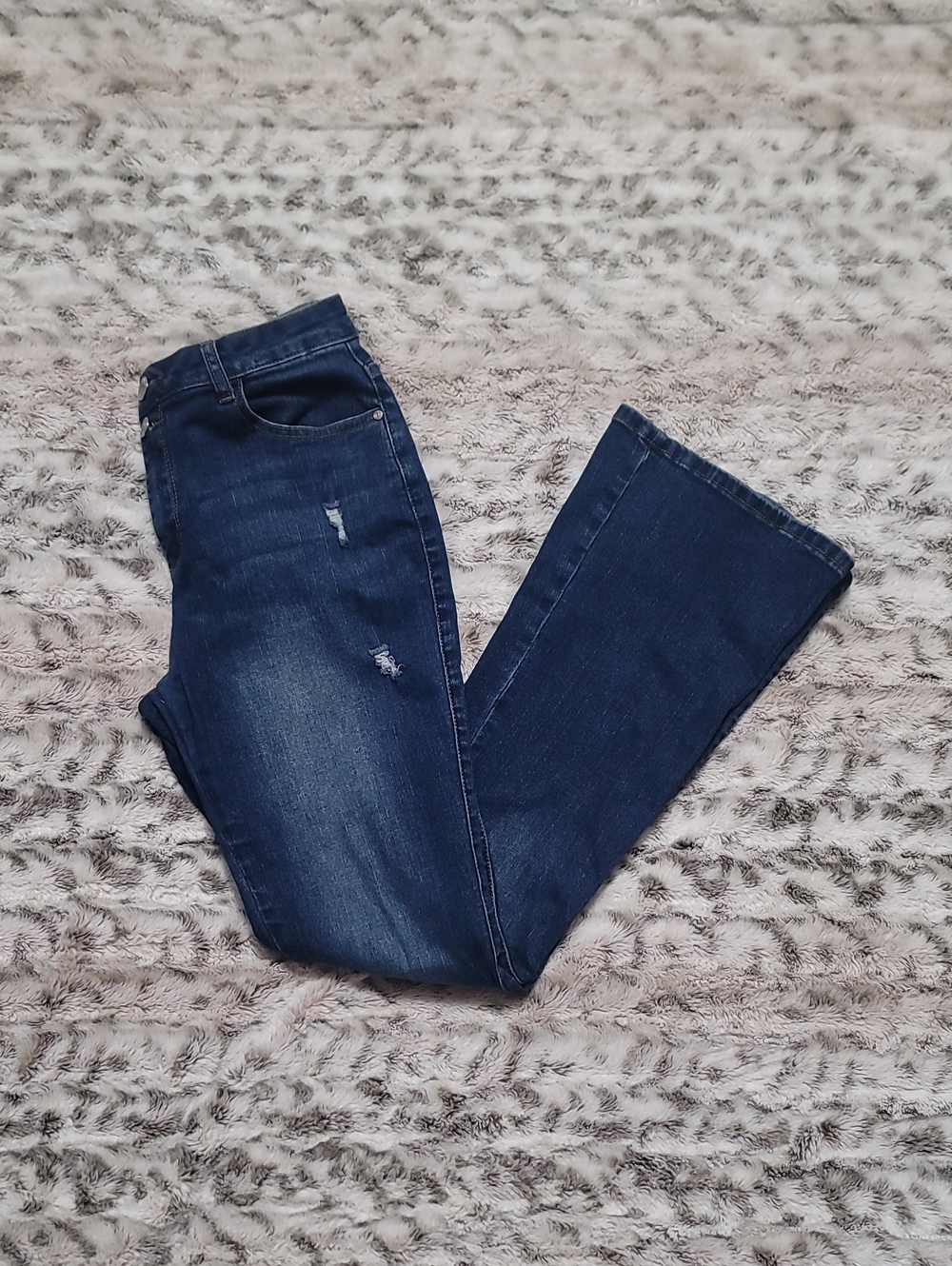 High-Rise Dark Blue Flare Jeans for Women